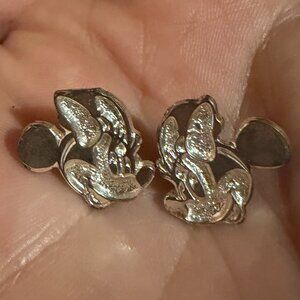 Vintage Sterling Silver Minnie Mouse Disney Stud Earrings
